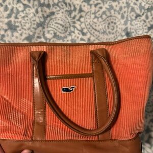 Vineyard Vines Coral Corduroy Tote